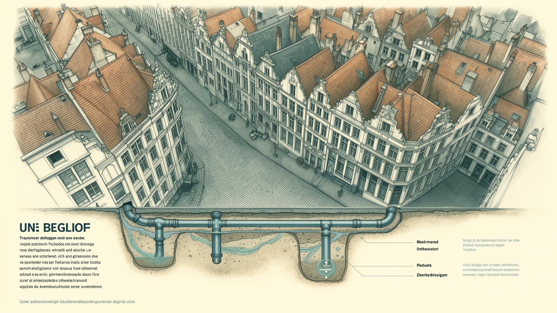 Infrastructure de canalisations sous une ville belge